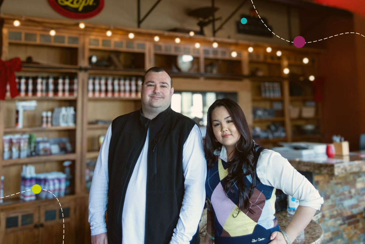 Josh Marbett, Custom Hearth President and Sara Brown, KCU Business Dev Officer